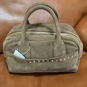 브라운 스웨이드 미니 보스턴백 미사용 새상품