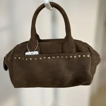 브라운 스웨이드 미니 보스턴백 미사용 새상품