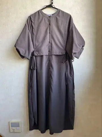 그레이 셔츠 원피스 7부 소매