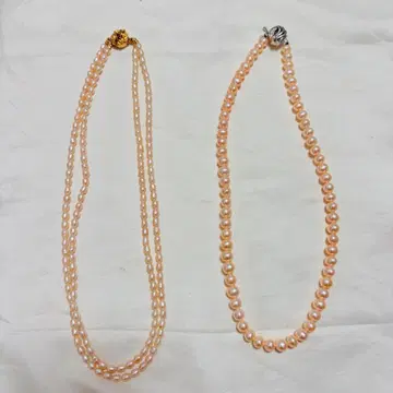 담수 진주 펄 관혼상제 결혼식 진주 고급 목걸이 코랄 핑크