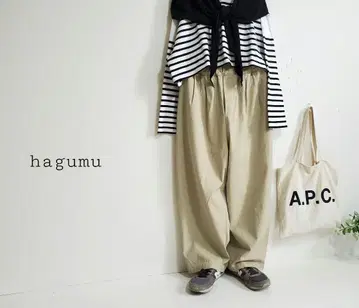 하그무 코튼 트윌 턱 사루엘 팬츠 와이드 팬츠