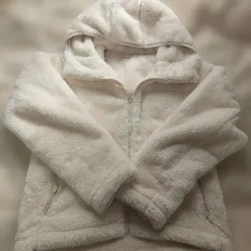 UNIQLO 플리스 후드 자켓 S 크림색