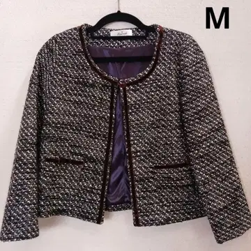 노카라 블랙 화이트 트위드 자켓 세레모니