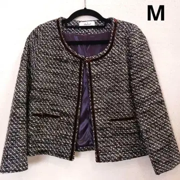 노카라 블랙 화이트 트위드 자켓 세레모니