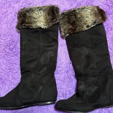 새상품 조리투주르 퍼 포함 블랙 스웨이드 롱 부츠 L 사이즈