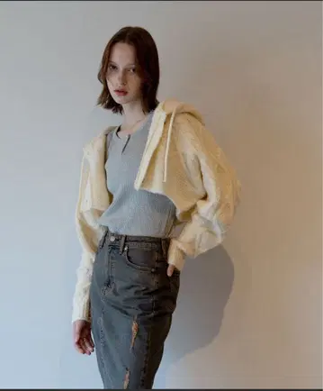 FREAK'S STORE 니트 후드티 볼레로