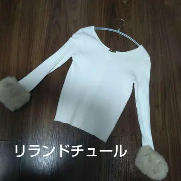 리랜드트루 소매 퍼 니트탑