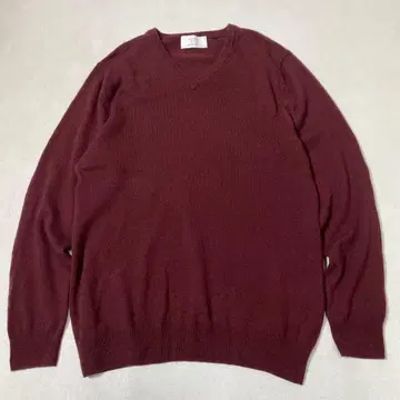 그린 라벨 릴랙싱 남성용 울 캐시미어 천축 편직 브이넥 니트