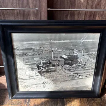 공장 항공 사진 프레임 포함 흑백