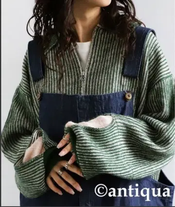 안티카 하프 지퍼 카라 부착 니트