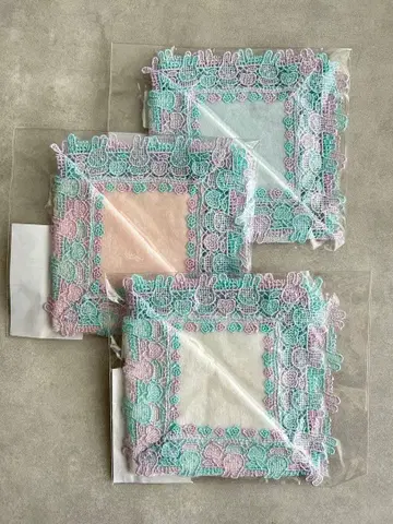 치카자와 레이스 미피 MG&PK 바이컬러 손수건 3개 세트 새상품 미개봉