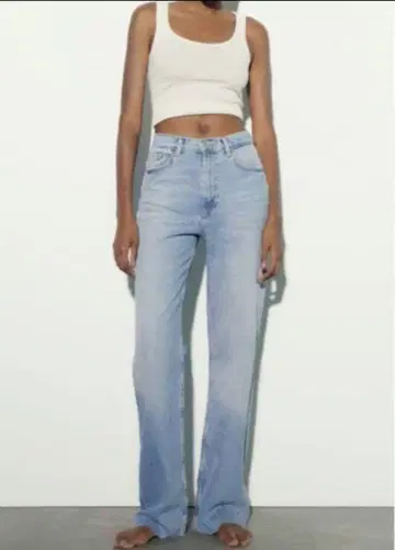 TRF 하이라이즈 와이드 레그 데님 팬츠