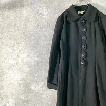 GRACE 스텐카라 코트 롱 기장 긴팔 블랙 무지 울 100%