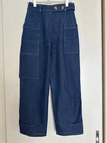 다크 블루 와이드 스트레이트 데님 팬츠