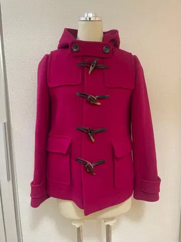 빔즈 후드 부착 핑크 울 더플 코트