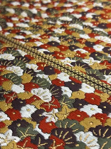 꽃무늬 소나무 자수 후쿠로 오비 금실 약 31cm 폭 멋스러운 럭셔리