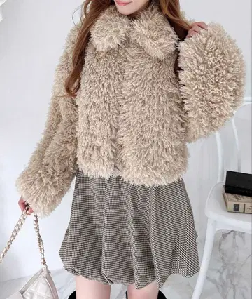 미사용 새상품/INGNI 잉그/퍼/자켓/스텐칼라/푸들 블루종