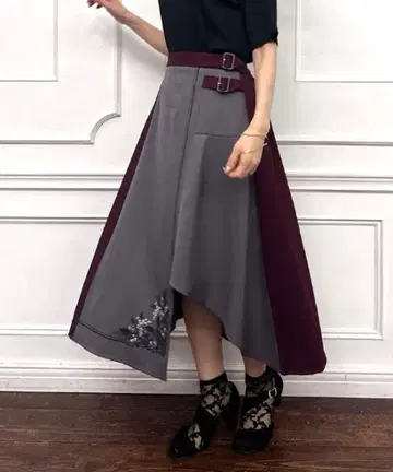 [ 미사용 택 포함 ] axes femme 자수 바이컬러 아지메 스커트