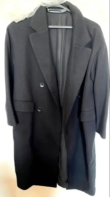 GU 롱 코트 코트 출퇴근 블랙 블랙 버튼