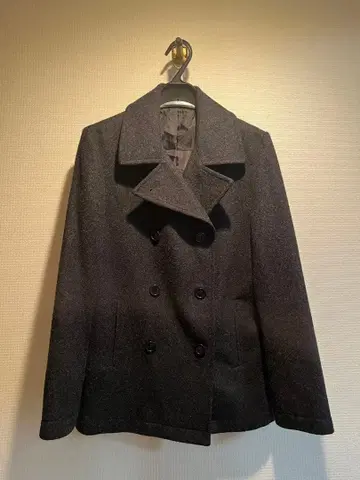 다크 그레이 더블 브레스트 피 코트