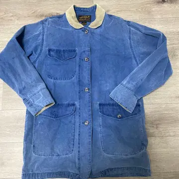 [ 레어 ] 80s 에디 바우어 블랙 택 데님 커버올 블루 S