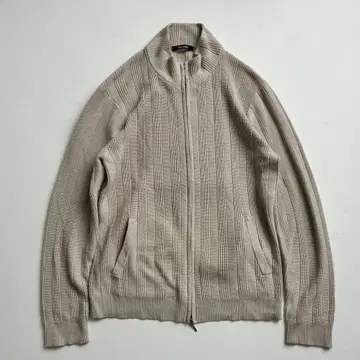 꼼사맨 더블 지퍼 니트 블루종 베이지 드라이버즈 니트