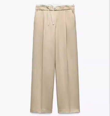 ZARA 와이드 팬츠 WIDE-LEG 팬츠 더블 허리 밴딩 베이지 XS