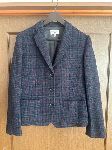 INES DE LA FRESSANGE 체크 무늬 테일러드 자켓 L