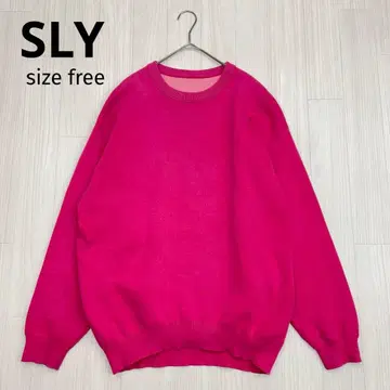 SLY 스라이 크루넥 오버 니트 스웨터 핑크 free