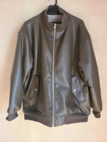 퍼 페이크 레더 자켓 리버서블