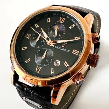 손목시계/문 페이스/크로노그래프/달력/쿼츠/블랙