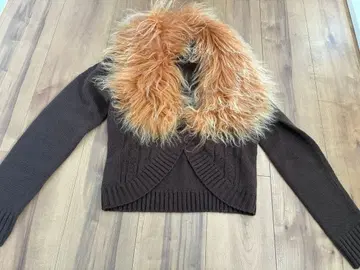 티베트 라무 퍼 케이블 니트 가디건 헤이세이 레트로 Y2K