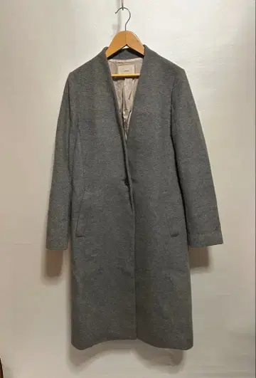 이에나 그레이 노카라 롱 코트 울 혼방