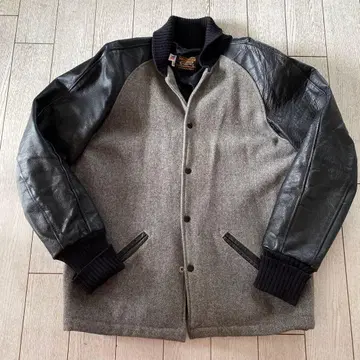 새상품급 skookum 36 울 가죽 바시티 자켓 서코트 스쿠컴