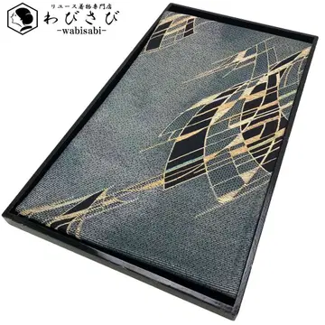 후쿠로 오비 모던한 추상 무늬 청록색 금은사 O-5758