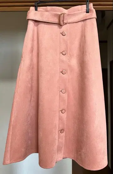 핑크 플레어 스커트 벨트 포함