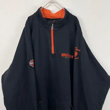 USA 구제 의류 Harley Davidson 하프 지퍼 맨투맨 블랙