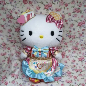 하모니랜드 한정판 헬로키티 스트라이프 드레스 봉제 인형