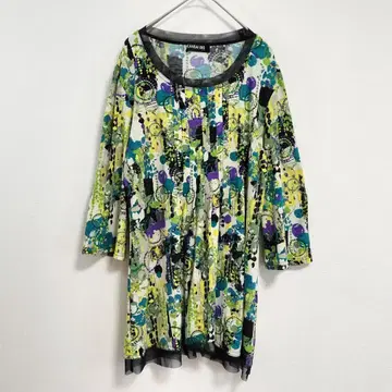 KANSAI BIS 튜닉 상의 9호 멀티 컬러 올 패턴 M 상의