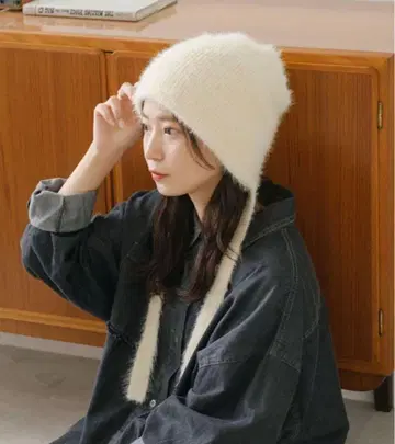 Kastane 퍼 리본 비니 복슬복슬 니트 모자