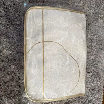 화이트 린넨 토트백 골드 트리밍