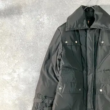 ALYSI 다운 자켓 긴팔 미들 기장 블랙 무지 집업