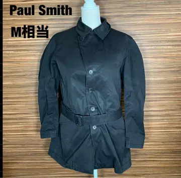 폴스미스 트렌치코트 아우터 M 상당 울 캐시미어 블랙 벨트 포함