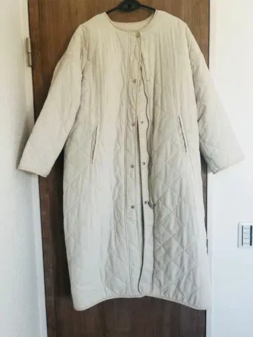 아이보리 리버서블 롱 코트 F 사이즈