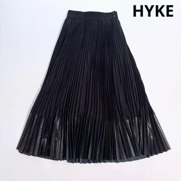 완판템 HYKE / 하이크 플리츠 스커트 절개 인조 가죽 블랙 1