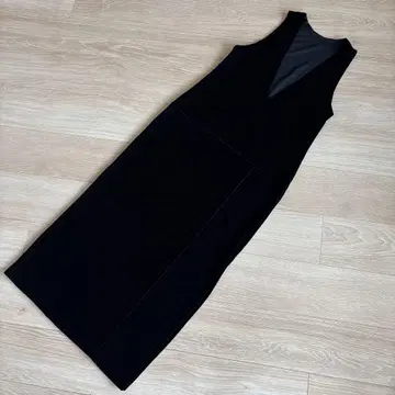 블랙 벨로아 슬리브리스 롱 원피스 F