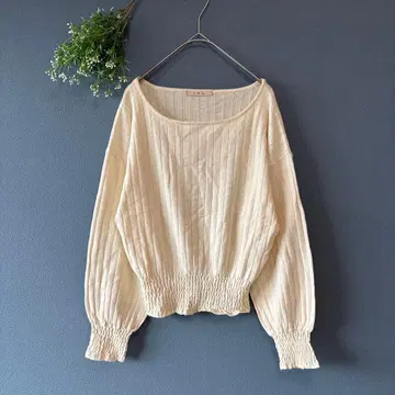 엠즈 엑사이트 [F] 어른 내추럴 매끈한 부분 개더 코쿤 리브 니트