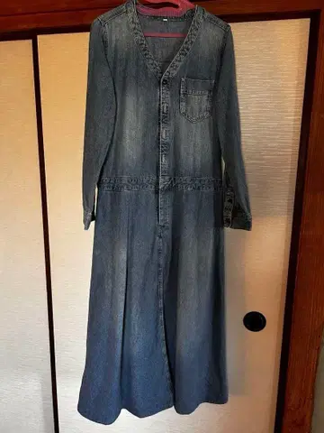 데님 롱 셔츠 드레스