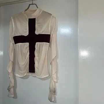 Y2K 시스루 티셔츠 십자가 빨간색 그런지 페어리