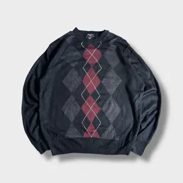 Dockers 아가일 무늬 니트 스웨터 남성용 00s 블랙 x 와인